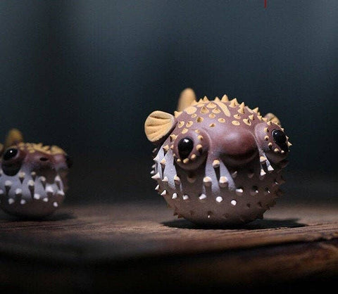 Gohobi Handmade pufferfish ornaments Tea pets ceramic YiXing