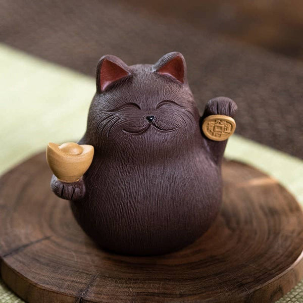 Gohobi Handmade cat ornaments Tea pets ceramic YiXing clay