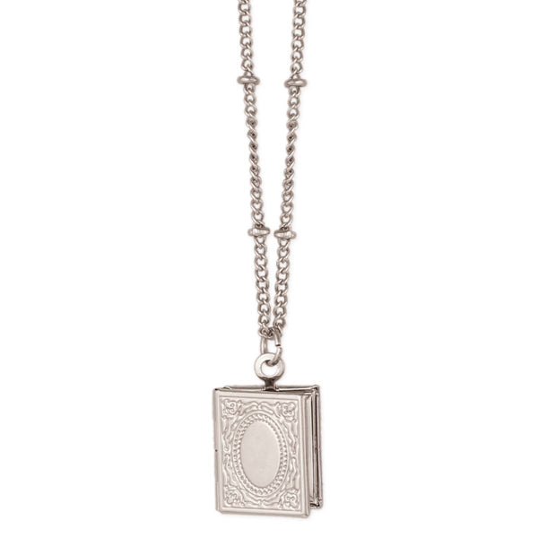 Secret Diary Silver Book Locket Necklace