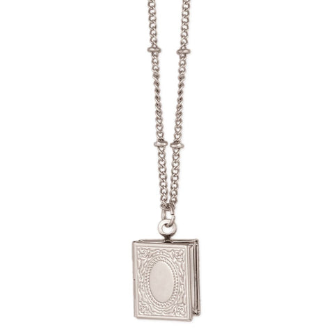 Secret Diary Silver Book Locket Necklace