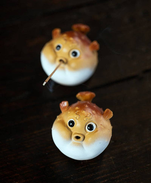 Gohobi Handmade Ceramic YiXing Clay Puffer Fish Ornament Tea