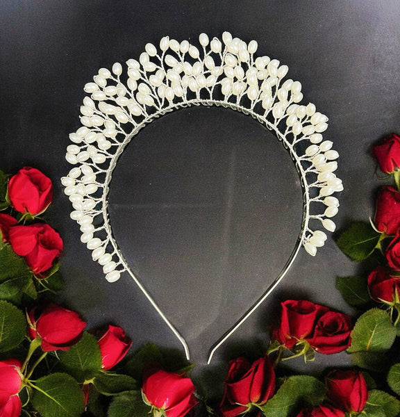 White Pearl Halo Crown, Fairy Silver Crown, Princess Crown