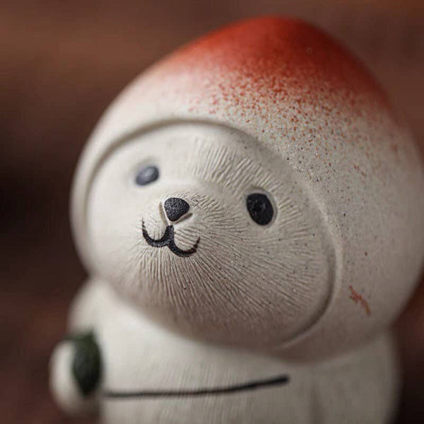 Gohobi Handmade cat ornaments peach panda Tea pets ceramic Y