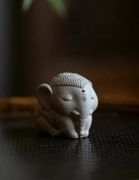 Gohobi Handmade Ceramic YiXing Clay Elephant Ornament Tea