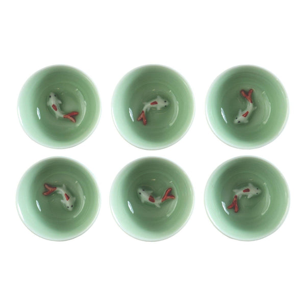 2.5"D Koi Fish Kung Fu Tea Cups 6 Piece Set (1/60)