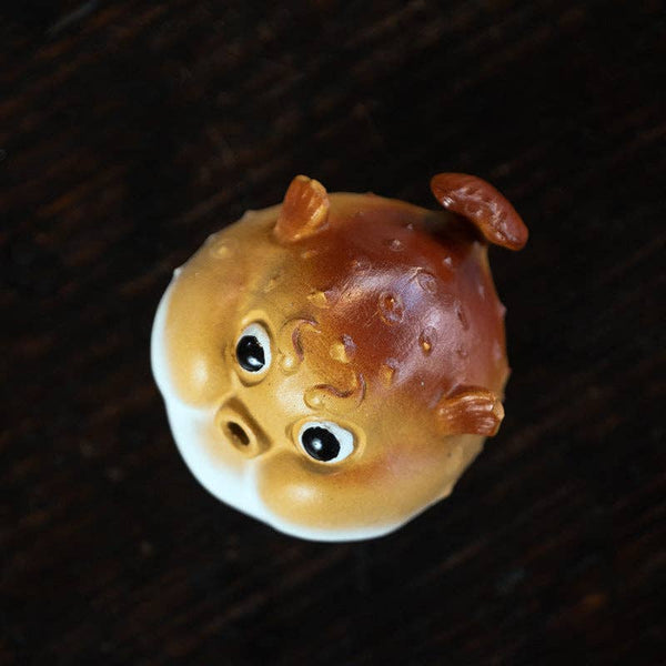Gohobi Handmade Ceramic YiXing Clay Puffer Fish Ornament Tea
