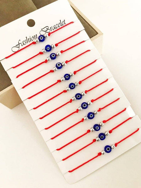Evil Eye Bead Bracelet, Adjustable Red String Bracelet, Turkish Evil Eye