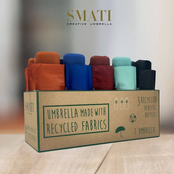 Box of mini manual umbrellas - Recycled PET colors