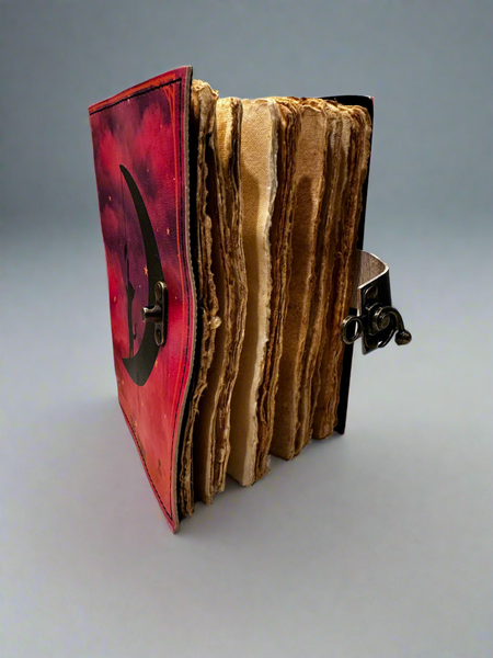 The Moon Journal | Black Cat | The Moon Tarot Journal |  Leather Journal | Blank Vintage Notebook