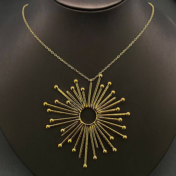 Sun Rays Charm 18K Gold Plated S.Steel Necklace - FGS/MS