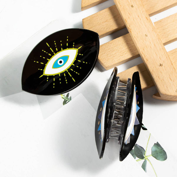 Evil Eye Acrylic Hair Claw - Black Shark Clip_CWAHA0308