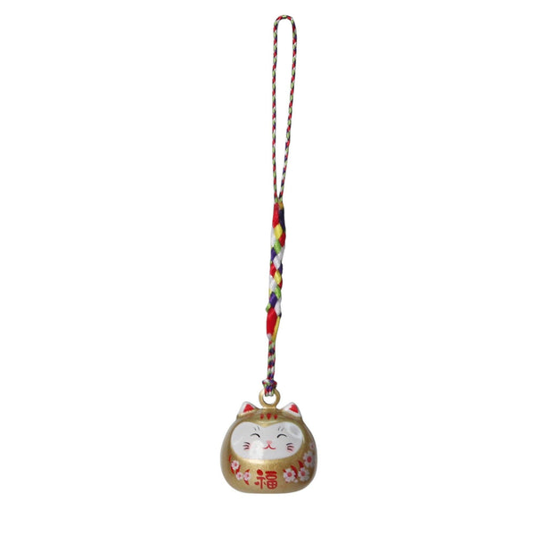 3 Piece Pack 4"L Daruma Cat Netsuke Bell Hanging Charm (1/180)