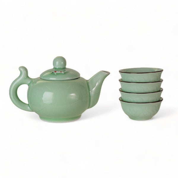 Japanese Koi Fish Kung Fu Tea Set 8oz Tea Pot with 4 Cups (1/30)