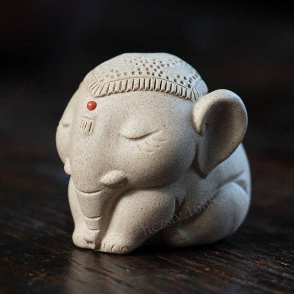 Gohobi Handmade Ceramic YiXing Clay Elephant Ornament Tea