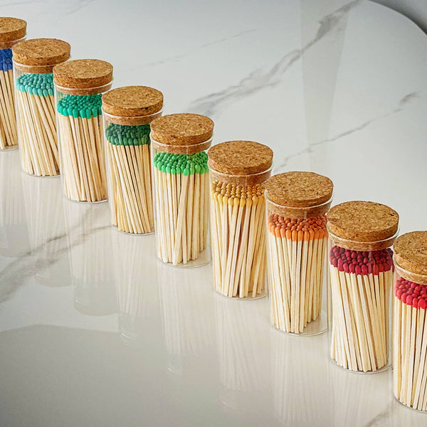 4" Matches in Large Chic Cork Top Jar - Color(s) of Choice