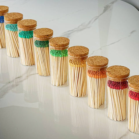 4" Matches in Large Chic Cork Top Jar - Color(s) of Choice