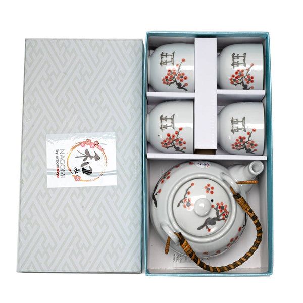 Sakura with Torii Tea Set 22oz Tea Pot with 4 Cups (1/12)