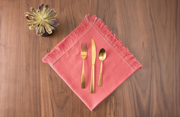 SALE Cheryl Solid Fringe Napkin Set 4