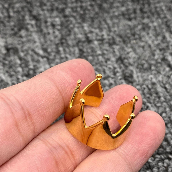 18K Gold Plated Stainless Steel Crown Adjustable Ring - FGS