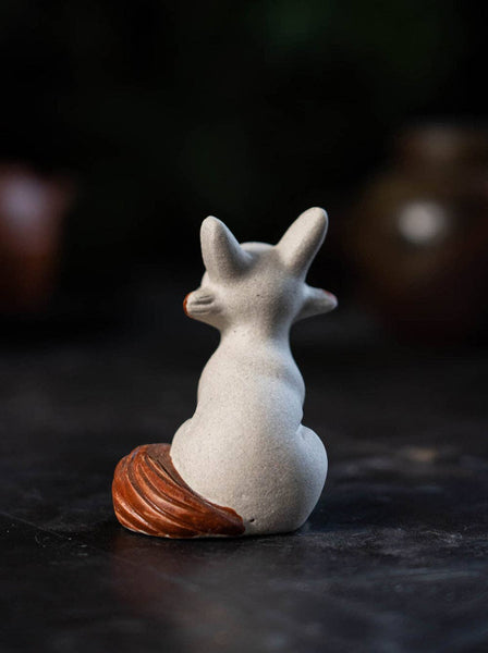 Gohobi Handmade Ceramic YiXing Clay Fox Ornament Tea pet