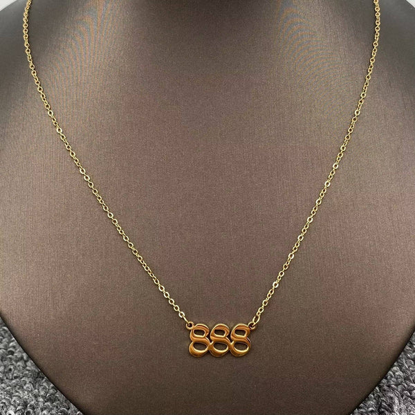 Lucky Numbers 18K Gold Plated Stainless Steel Necklace - FGS