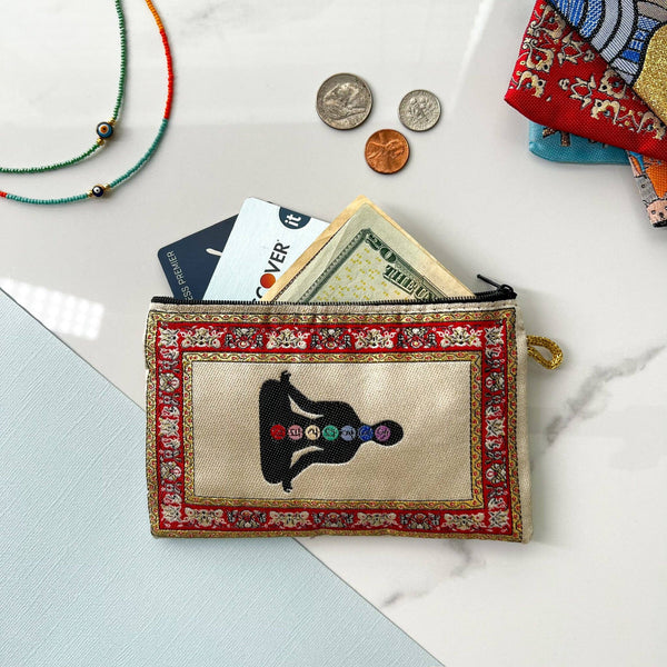 7 Chakras Coin Purse, Boho Coin Purse, Handmade Fabric Pouch