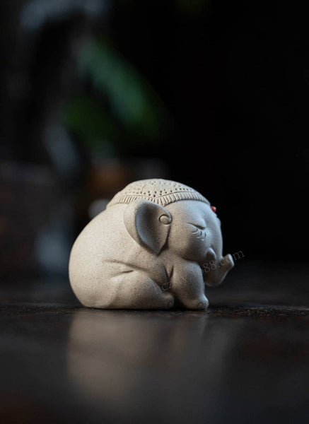 Gohobi Handmade Ceramic YiXing Clay Elephant Ornament Tea