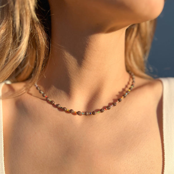 Glass Beaded Necklace, Handmade Necklace, Cute Jewelry