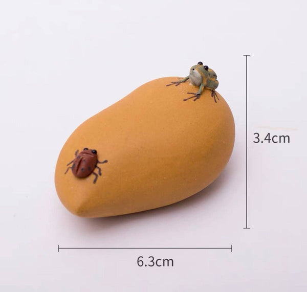 Gohobi Handmade Ceramic YiXing Clay Mango and Frog Ornament