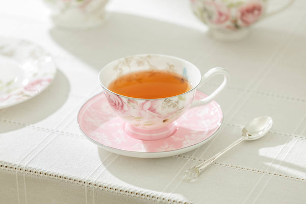 Beau Rose Bone China Tea 7oz Cup & Saucer