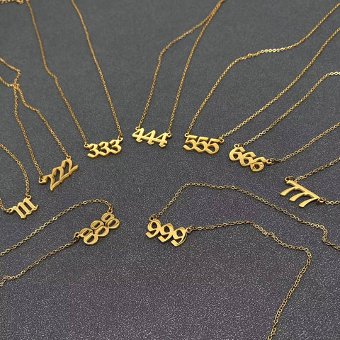 Lucky Numbers 18K Gold Plated Stainless Steel Necklace - FGS