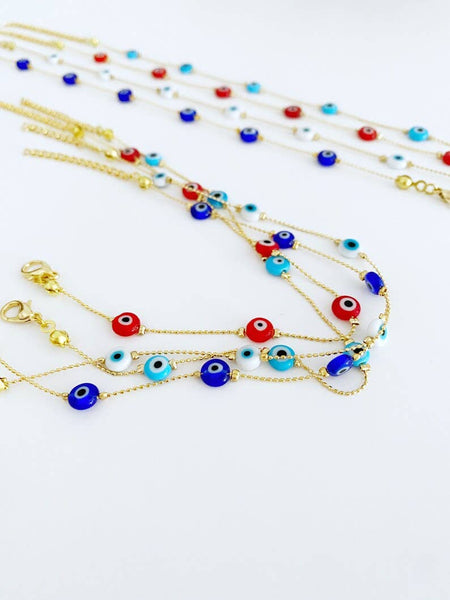 Tiny Evil Eye Anklet, Minimalist Evil Eye Ankle Bracelet