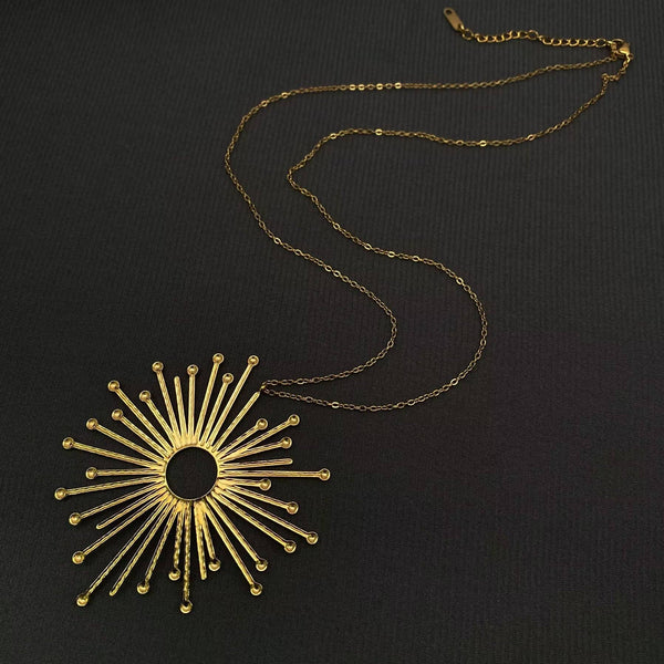 Sun Rays Charm 18K Gold Plated S.Steel Necklace - FGS/MS