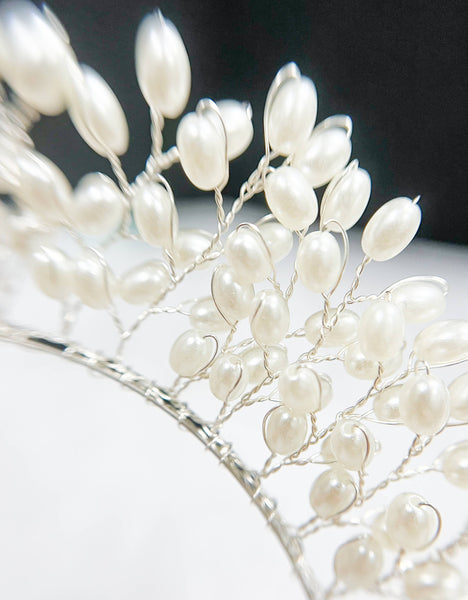 White Pearl Halo Crown, Fairy Silver Crown, Princess Crown