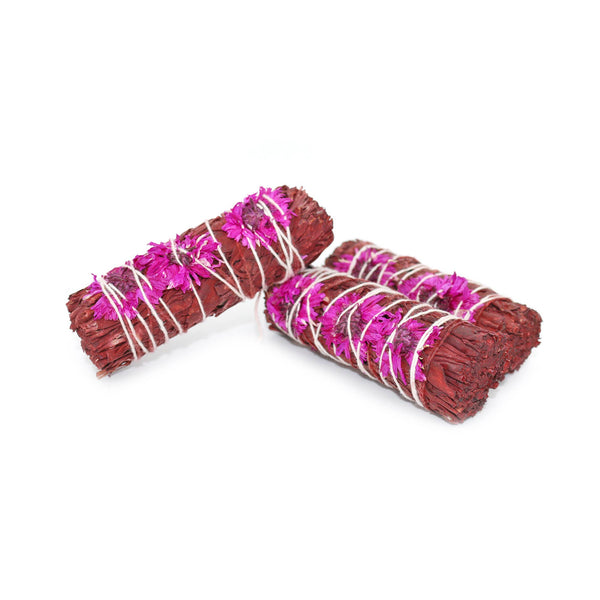 Dragon's Blood Sage Smudge, Fuchsia Floral - Love (4 in.)