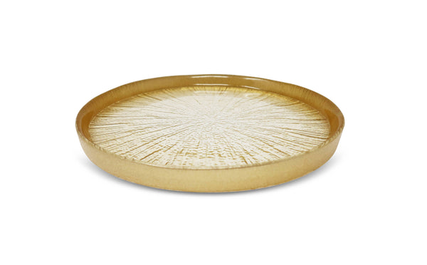 Crystal Glass Platter with Gold Border