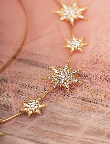 Stars Goddess Crown Halo Headband Cown Tiara, Boho Headpiece
