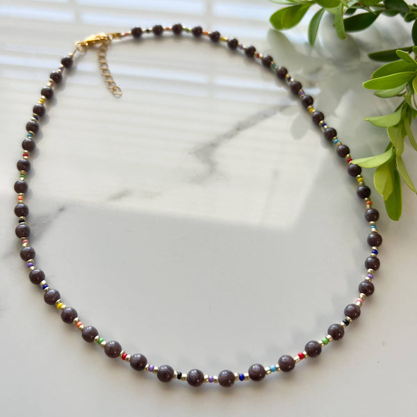 Glass Beaded Necklace, Handmade Necklace, Cute Jewelry