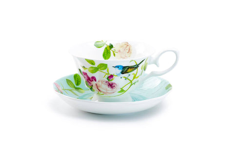 Blue Jay Pink Rose Garden 6oz Bone China Tea Cup and Saucer