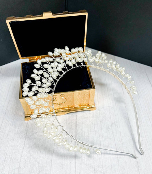 White Pearl Halo Crown, Fairy Silver Crown, Princess Crown