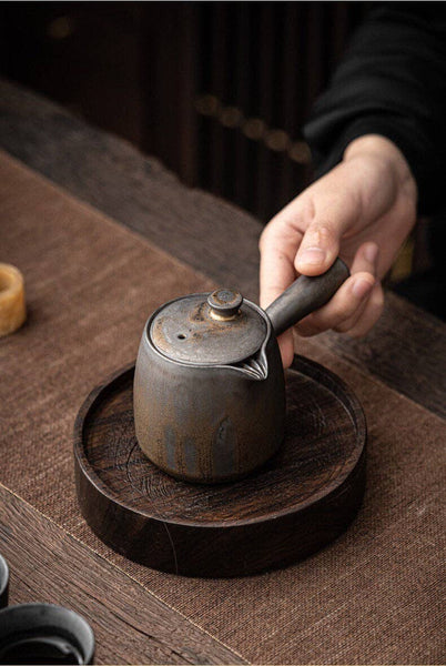Gohobi Everyday Side handle Ceramic Metallic Glaze Teapot