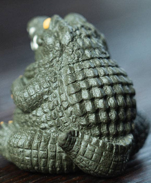 Gohobi Handmade Ceramic YiXing Clay Large Crocodile Ornament