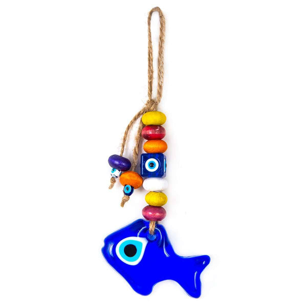Fish Evil Eye Wall Hanging, Glass Evil Eye Wall Decor