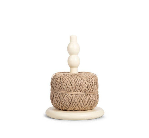 BRITISH COLOUR STANDARD - Wooden Twine Holder with Jute Ball in Pearl White