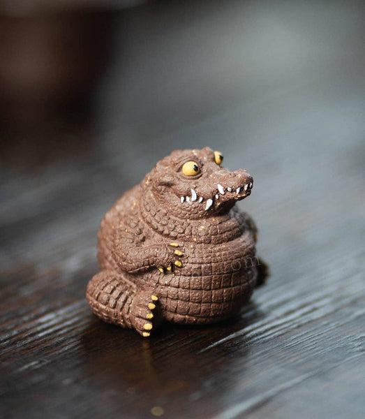 Gohobi Handmade Ceramic YiXing Clay Large Crocodile Ornament