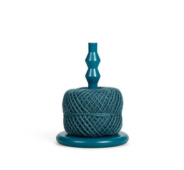BRITISH COLOUR STANDARD - Wooden Twine Holder with Jute Ball in Petrol Blue