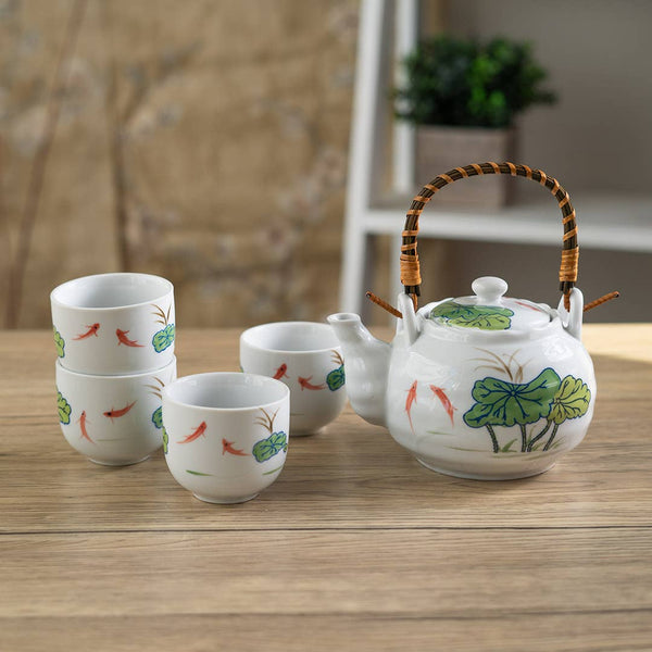 Koi Lotus Tea Set 22oz Tea Pot with 4 Cups (1/12)