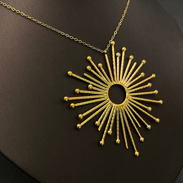 Sun Rays Charm 18K Gold Plated S.Steel Necklace - FGS/MS