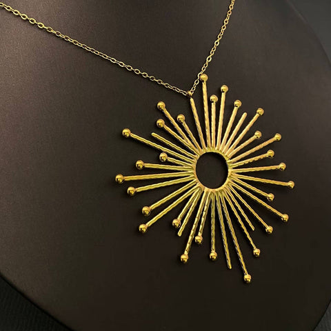 Sun Rays Charm 18K Gold Plated S.Steel Necklace - FGS/MS
