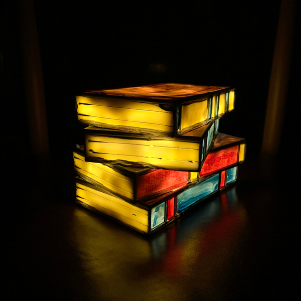 Stained Glass Books Lamp
